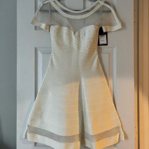 Herve Leger Agyness Mesh-Inset A-Line Dress Size XS